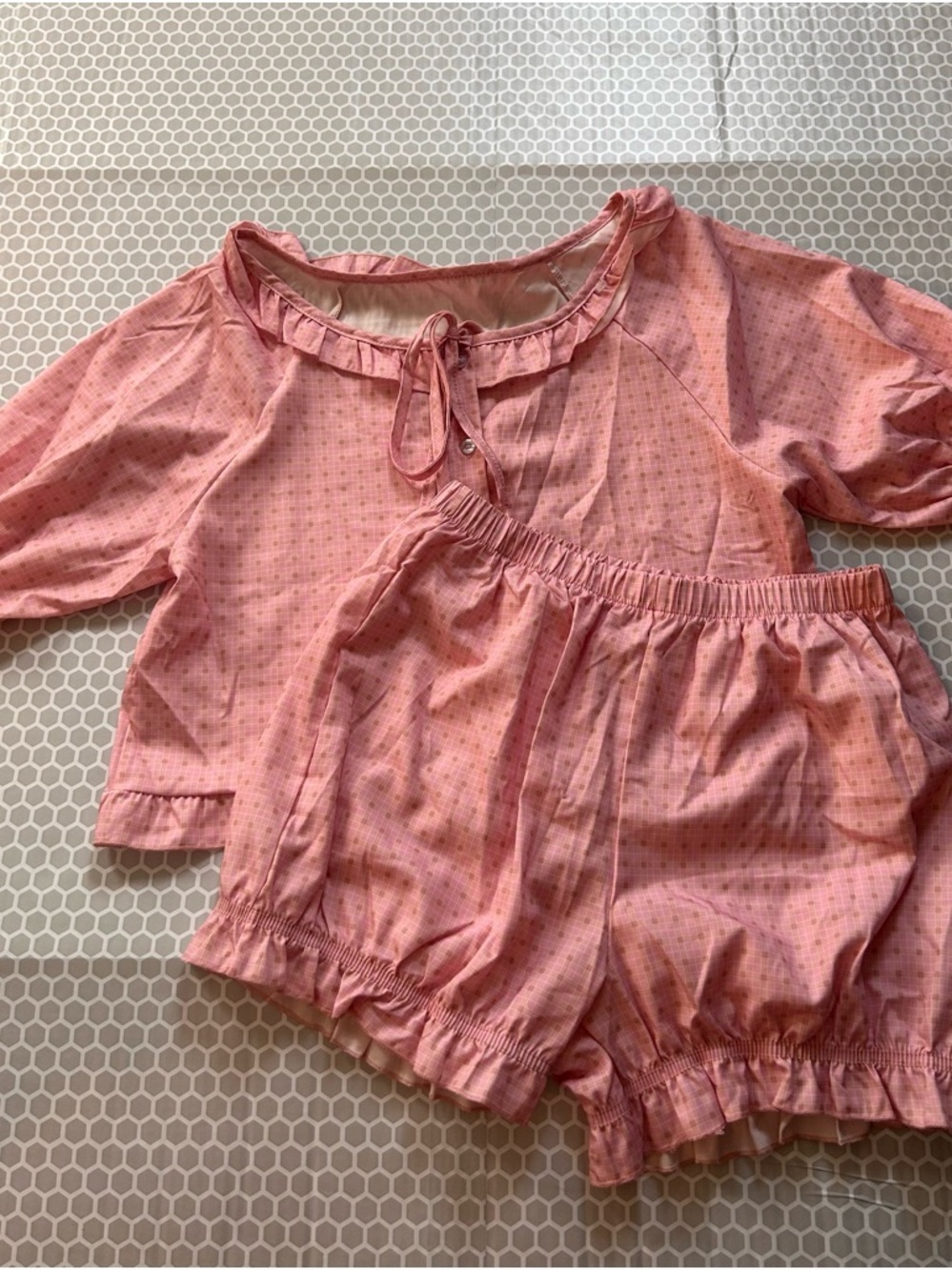 Girls' Pink Plaid Pajama Set - Kids Sleepwear. Size S
